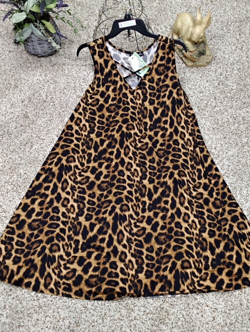4068 Size Large French Atmosphere Leopard Print A-Line Dress - Brown/Black